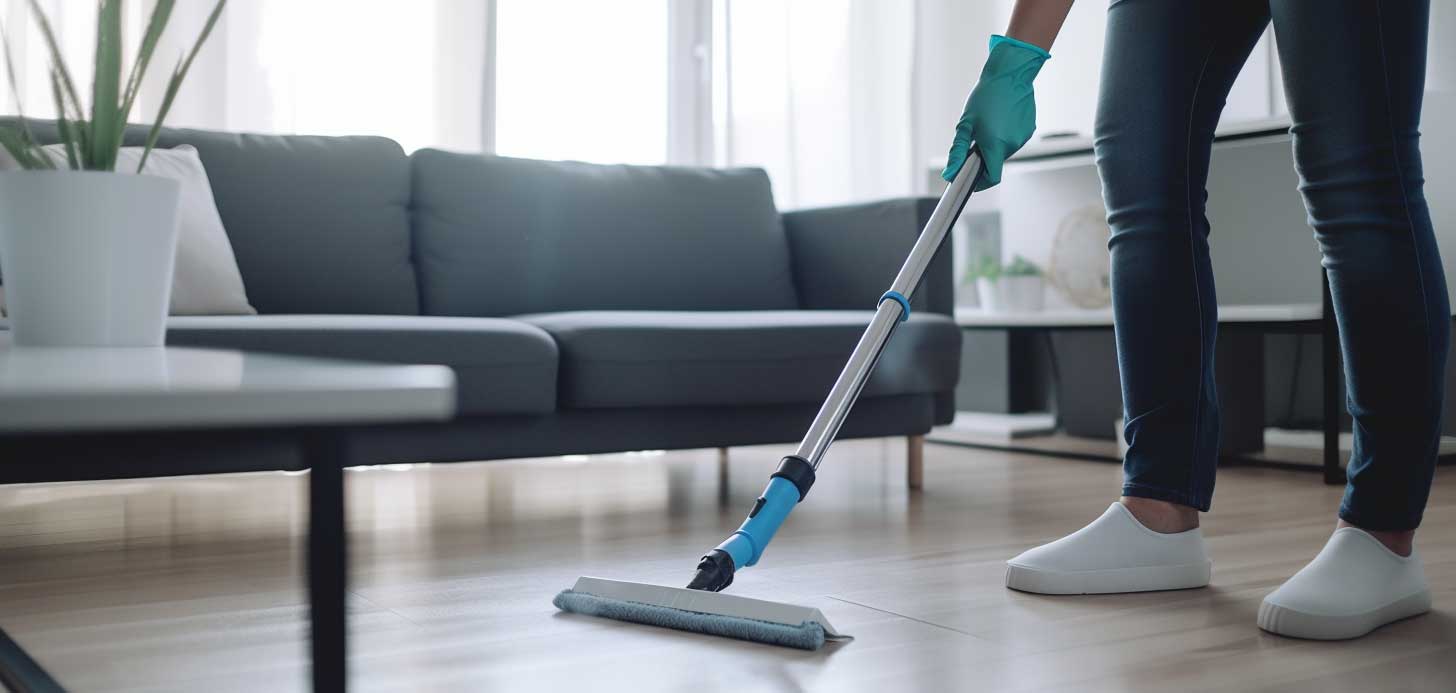 Professional cleaner caring for a commercial workplace